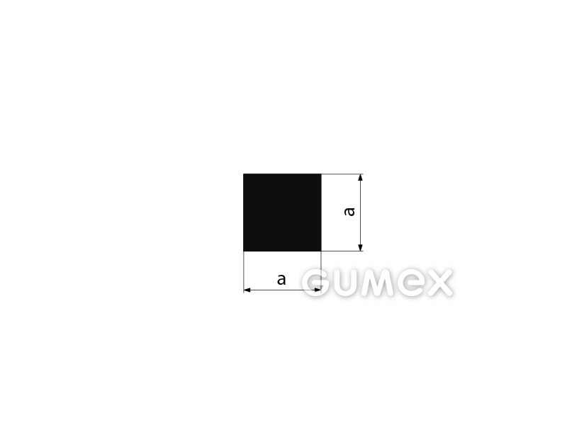 Pryžový profil čtvercový, 6x6mm, 70°ShA, EPDM, -40°C/+100°C, černý